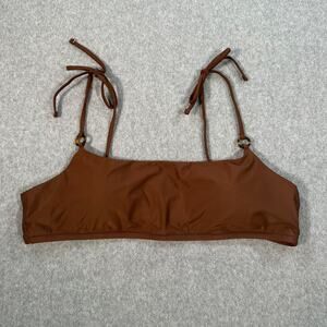 J.Crew O-ring Tie Shoulder Bikini Top Women's 2X Brown BF175 New Swimsuit